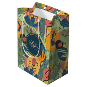Abstrakte Blume, Monogramm Mittlere Geschenktüte
