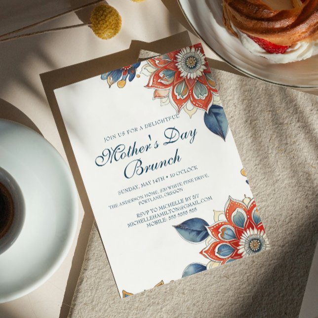 Abstrakte Blume Muttertagsbrunch Einladung (Von Creator hochgeladen)