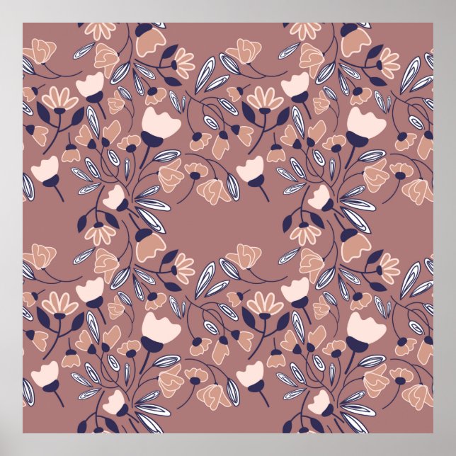 Abstrakte Blume nahtlos. Farbiger Backgor Poster (Vorne)