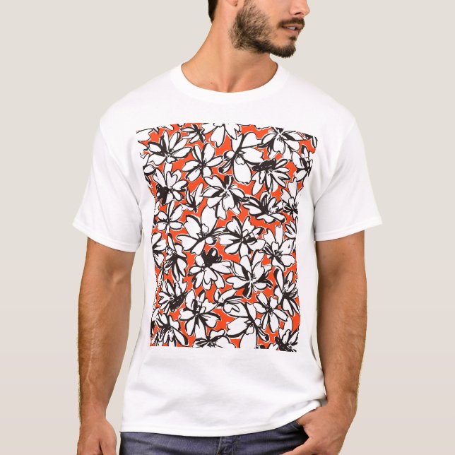 Abstrakte Blume Nahtloses Muster T-Shirt (Vorderseite)