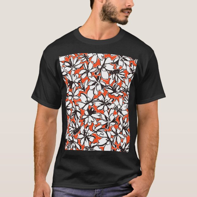 Abstrakte Blume Nahtloses Muster T-Shirt (Vorderseite)