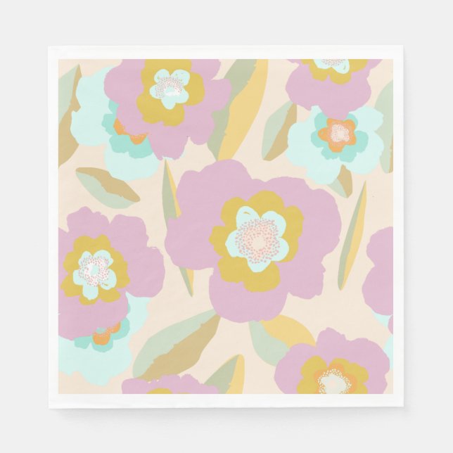 Abstrakte Blume | Pastell Lilac Floral Pattern Serviette (Vorderseite)