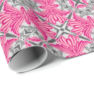 Abstrakte Blume Petals Fuchsia Pink und Grau Geschenkpapier