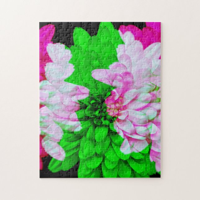 Abstrakte Blume Petals Pink Lime Green Puzzle (Vertikal)