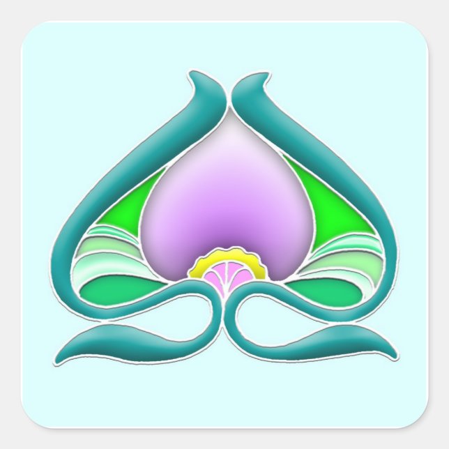 Abstrakte Blume Quadratischer Aufkleber (Vorderseite)