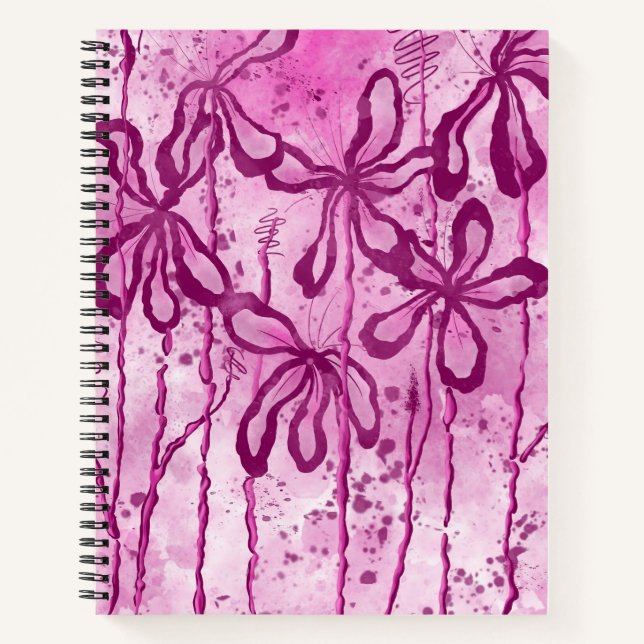 Abstrakte Blume Rosa Lilien Notizbuch (Vorderseite)
