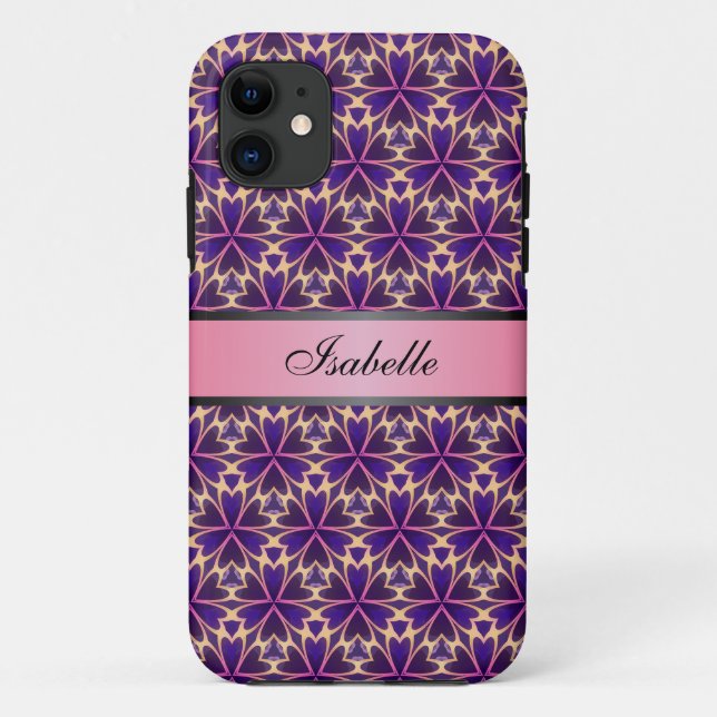 Abstrakte Blume Rosa Personalisierter Name v2 Case-Mate iPhone Hülle (Rückseite)