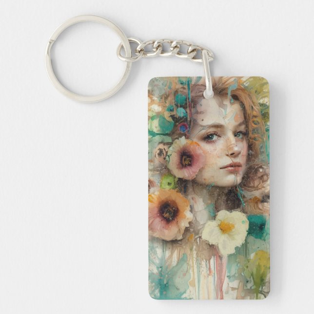 Abstrakte Blume Schlüsselanhänger (Vorderseite)