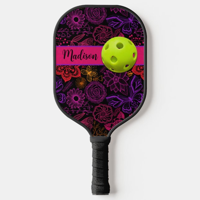 Abstrakte Blume, Schmetterlinge Pickleball Prinzes Pickleball Schläger (Vorderseite)