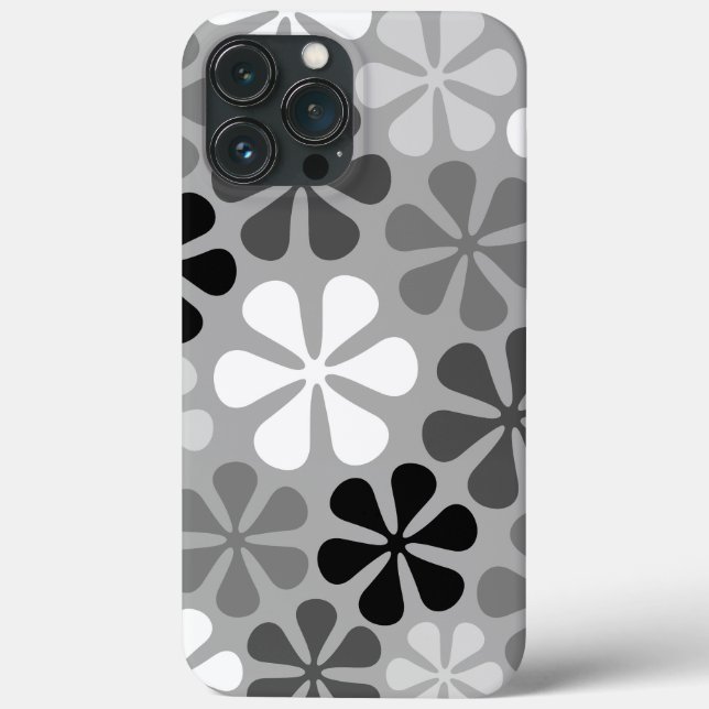 Abstrakte Blume Schwarz-weiß Grau Case-Mate iPhone Hülle (Rückseite)
