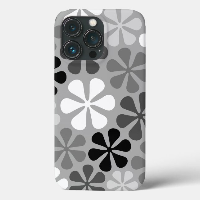 Abstrakte Blume Schwarz-weiß Grau Case-Mate iPhone Hülle (Rückseite)