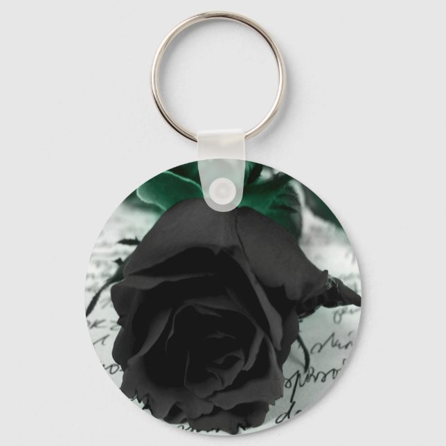 Abstrakte Blume Schwarze Rose Schlüsselanhänger (Vorderseite)