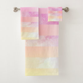 Abstrakte Blume Streifen in Wasserfarbe Badhandtuch Set