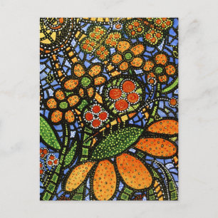 Abstrakte Blume und Schmetterlingsfarben Postkarte