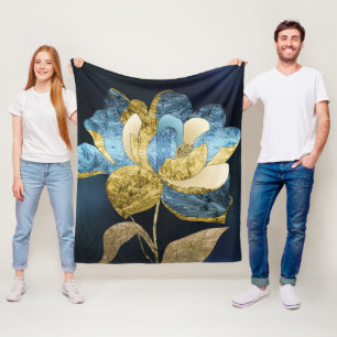 Abstrakte Blume von Blau und Gold mit texturierten Fleecedecke