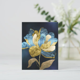 Abstrakte Blume von Blau und Gold mit texturierten Postkarte