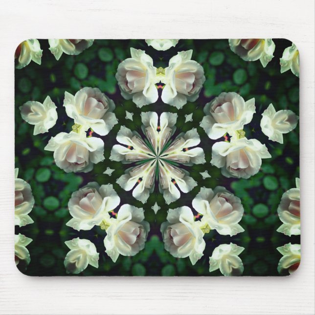 Abstrakte Blume White Rose Kunst Mousepad (Vorne)