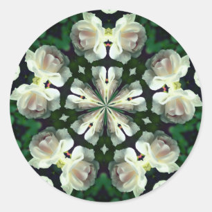 Abstrakte Blume White Rose Kunst Runder Aufkleber