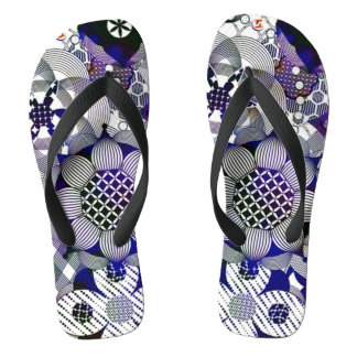 Abstrakte Blume Zapfen Damask Tinte Flip Flops
