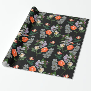 Abstrakte Blume zum Black Background Wrapping Pape Geschenkpapier