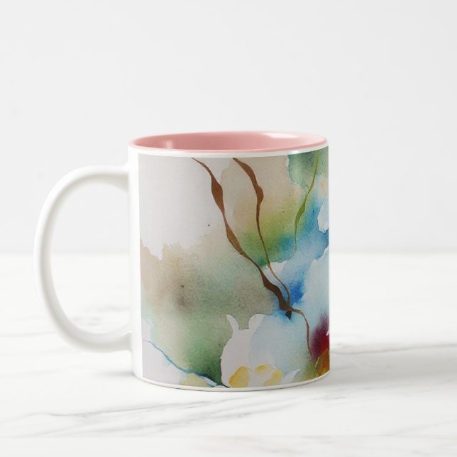 Abstrakte Blume Zweifarbige Tasse (Links)