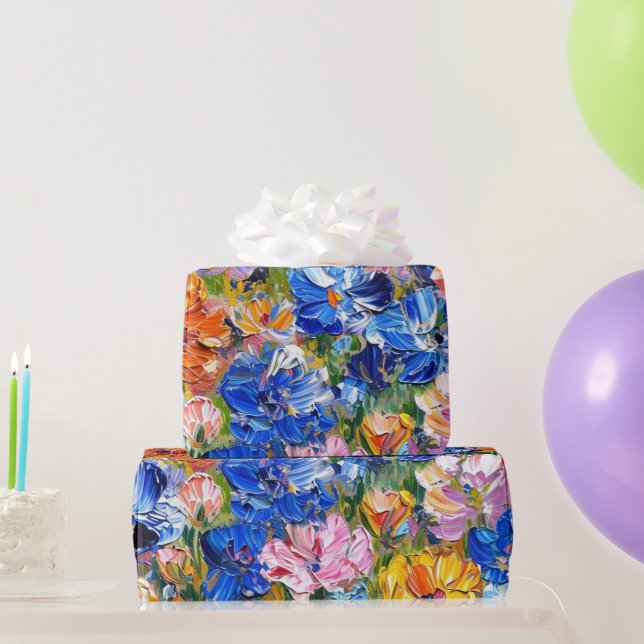 Abstrakte Blumen Impressionist  Geschenkpapier (Partygeschenke)
