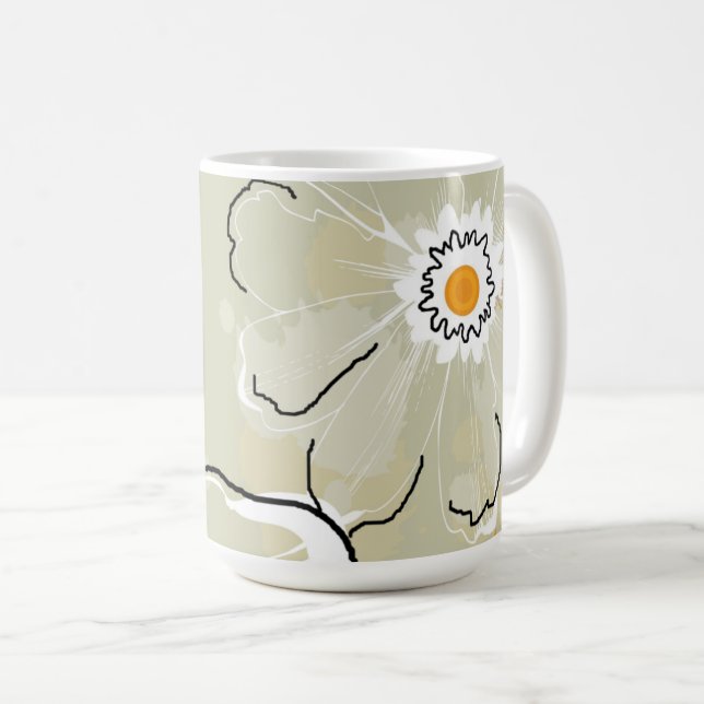Abstrakte Blumen Kaffee-/Heiße-Schokolade-Tasse Kaffeetasse (VorderseiteRechts)