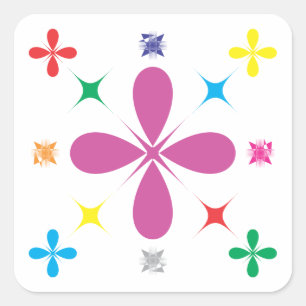 Abstrakte Blumen Quadratischer Aufkleber