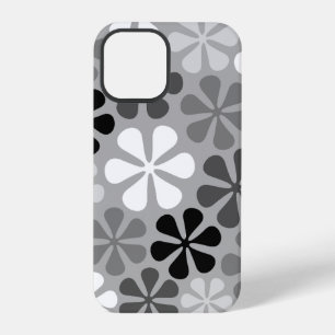 Abstrakte Blumen Schwarz Weiß Grau iPhone 12 Pro Hülle
