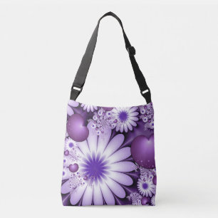 Abstrakte Blumen und Herzen Fraktal - Verliebtheit Tragetaschen Mit Langen Trägern