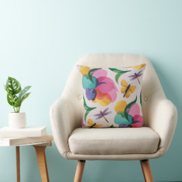 Abstrakte Blumen und Schmetterlinge Pastell Kissen