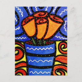 Abstrakte Blumen Vasen-in der bunten Postkarte