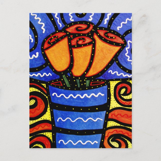 Abstrakte Blumen Vasen-in der bunten Postkarte (Vorderseite)