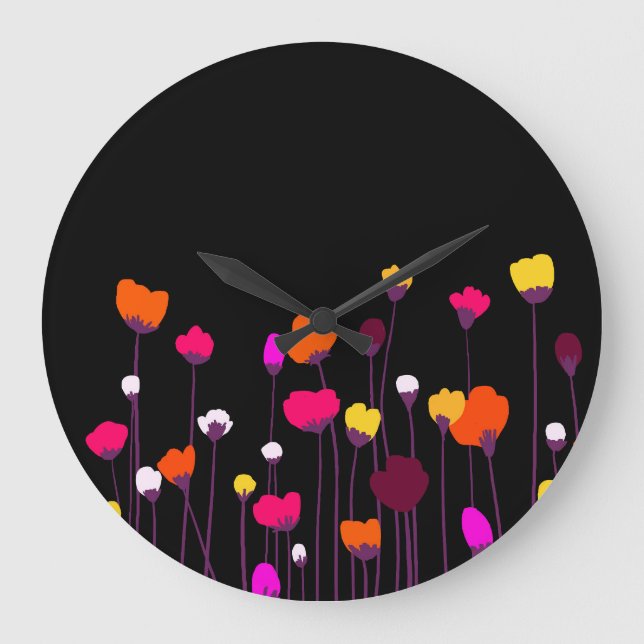 Abstrakte Blumen-Wanduhr Große Wanduhr (Vorderseite)