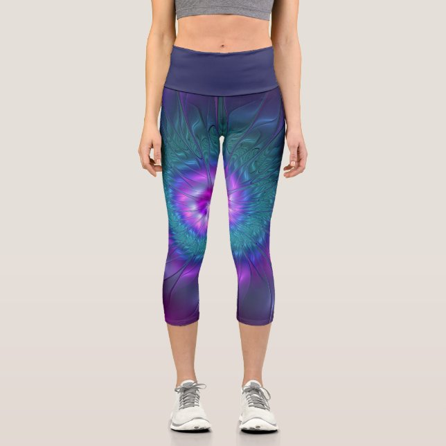 Abstrakte Blumenbeauty Fraktal Kunst, Dichtung und Capri Leggings (Vorderseite)