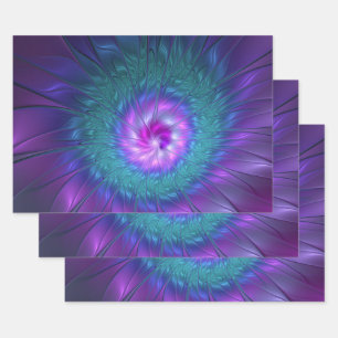 Abstrakte Blumenbeauty Fraktal Kunst, Dichtung und Geschenkpapier Set