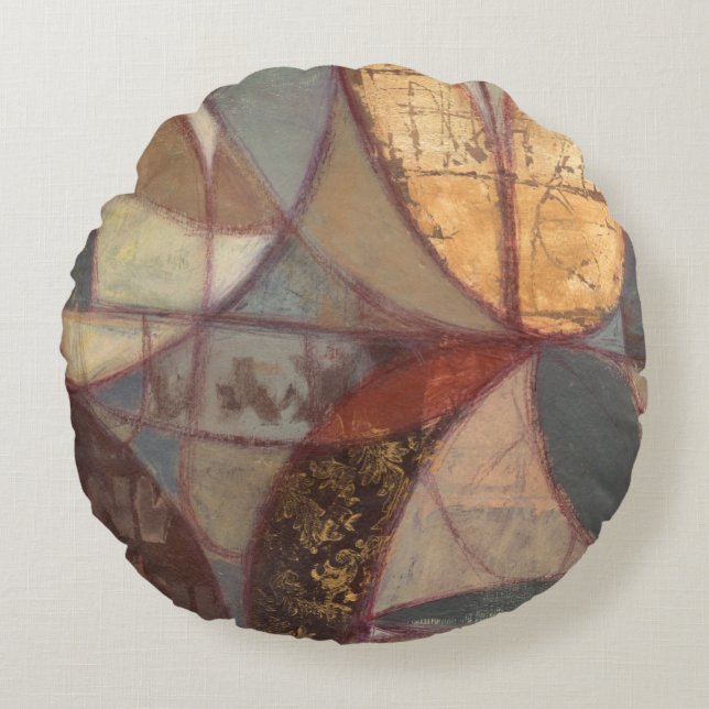 Abstrakte Blumenblatt-Malerei vom Normannen Wyatt Rundes Kissen (Vorderseite)