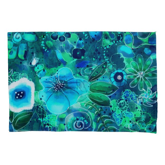Abstrakte Blumenblauer Aquamariner Blaue Blume Blu Kissenbezug (Vorderseite)
