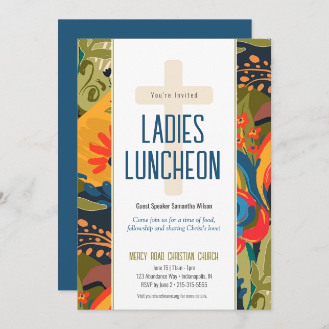 Abstrakte Blumendamen Kirche Luncheon Einladung
