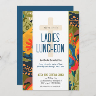 Abstrakte Blumendamen Kirche Luncheon Einladung