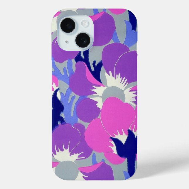 Abstrakte Blumenfreude - Lila und grau Case-Mate iPhone Hülle (Rückseite)