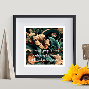 Abstrakte Blumeninspirierung und Festigkeit Poster