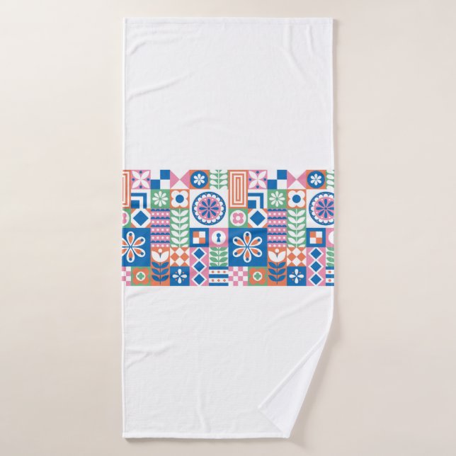 Abstrakte Blumenkarte. Nahtloses Folklore-Muster.  Badehandtuch (Badehandtuch)