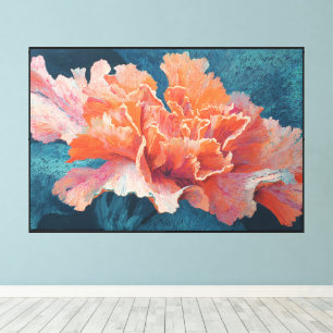 Abstrakte Blumenkunst auf farbenfroher Leinwand