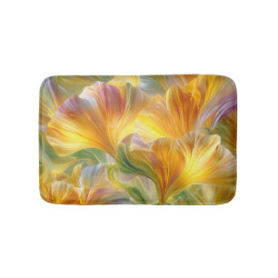 Abstrakte Blumenkunst mit gelben Blütenblättern Badematte