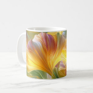 Abstrakte Blumenkunst mit gelben Blütenblättern Kaffeetasse
