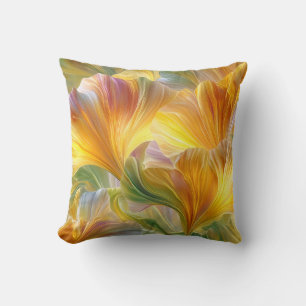 Abstrakte Blumenkunst mit gelben Blütenblättern Kissen