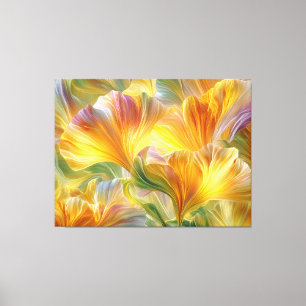 Abstrakte Blumenkunst mit gelben Blütenblättern Leinwanddruck