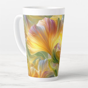 Abstrakte Blumenkunst mit gelben Blütenblättern Milchtasse