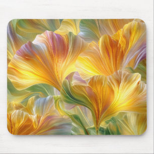 Abstrakte Blumenkunst mit gelben Blütenblättern Mousepad